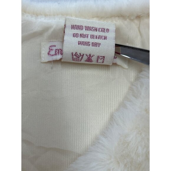 Toddler Emma & Elsa Faux Fur Vest 6X Ivory Sleeveless Satin Lining Button Closur - Picture 8 of 8